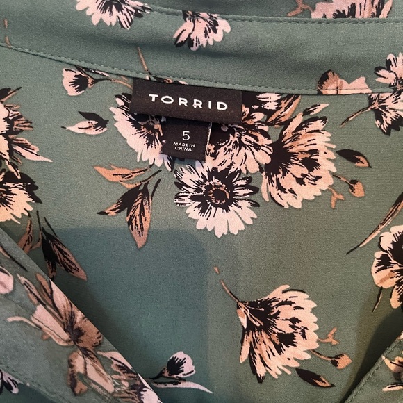 57 TORRID size 5 (28) Madison Georgette Button-Up Long Sleeve Shirt - Picture 2 of 7